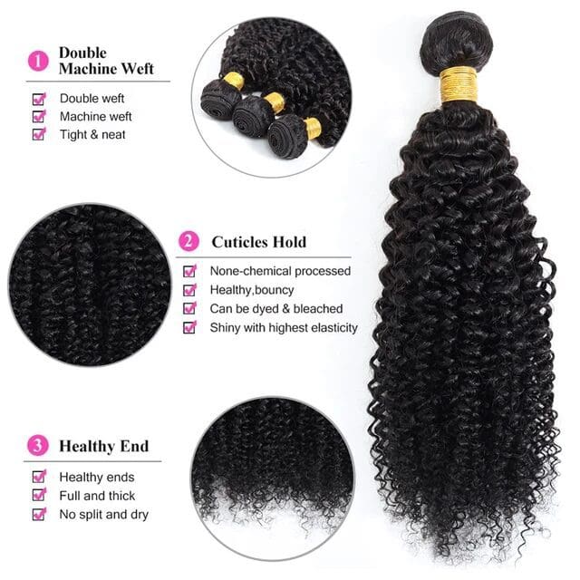 Dana Belle Natural Color Kinky Curly Single Bundle 100% Virgin Human ...